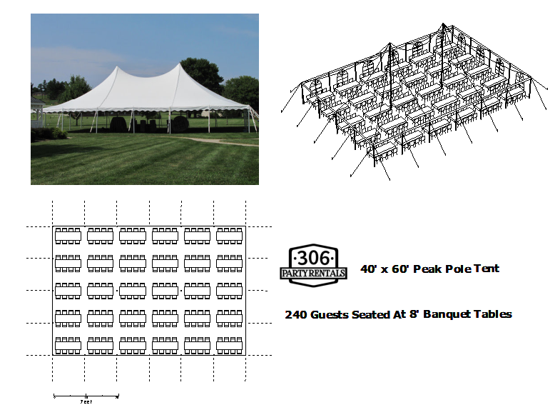 40' x 60' pole tent seating layout