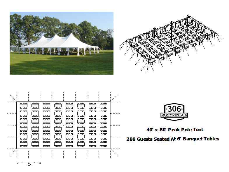 40' x 80' pole tent seating layout 