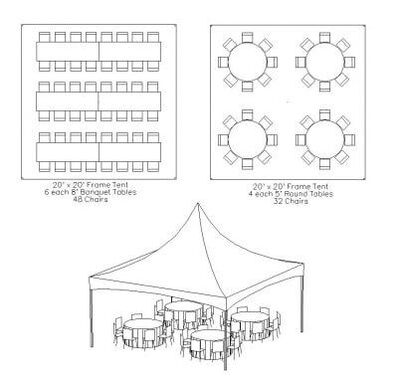 Tent Seating Layouts - 306 Party Rentals - Tents, Tables, Chairs, Decor